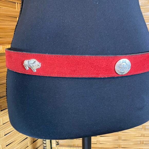 Vintage Red Suede Southwestern Concho Belt Silver Animal Symbols - Picture 7 of 12